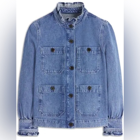 Boden Jackets & Blazers - Boden Frill Detail Denim Jacket sz 14 woman’s